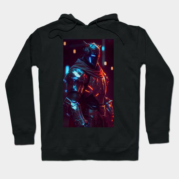 Cyberpunk Crusader Knight Hoodie by UVCottage